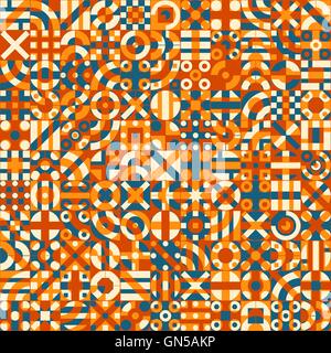 Vector Seamless Teal arancione overlay a colori irregolari blocchi geometrici Pattern Quilt Illustrazione Vettoriale