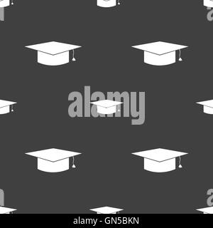 Tappo di graduazione icona segno. Seamless pattern su uno sfondo grigio. Vettore Illustrazione Vettoriale