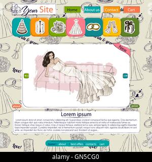 Modello di sito web con elementi di nozze Illustrazione Vettoriale