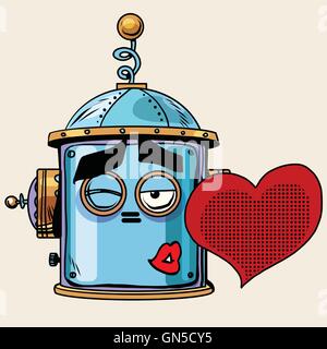 Emoticon amore kiss emoji testa robot emozione smiley Illustrazione Vettoriale