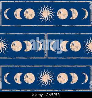 Geometria Sacra. Il sole e la luna. Sfondo senza giunture Illustrazione Vettoriale