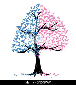 Ragazza ragazzo cuori Tree Illustrazione Vettoriale