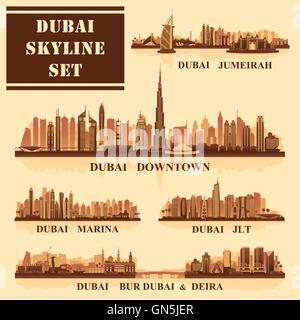 Set di distretti di Dubai Illustrazione Vettoriale