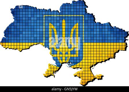 L'Ucraina Stemma con bandiera all'interno Illustrazione Vettoriale
