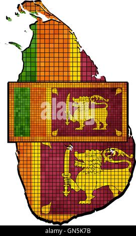 Sri Lanka mappa con bandiera all'interno Illustrazione Vettoriale