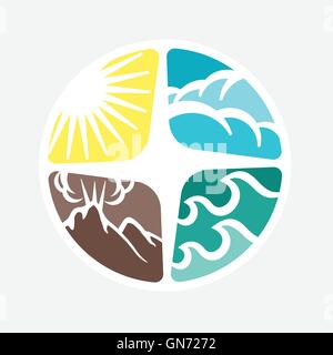 I vari tipi di fonti di energia rinnovabili, delle varie fonti di energia alternativa Illustrazione Vettoriale