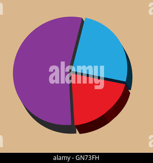 Grafico a torta info-graphics isolato con tre sezioni. Foto Stock