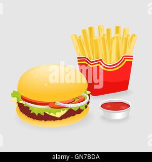 Patatine e Hamburger Illustrazione Vettoriale