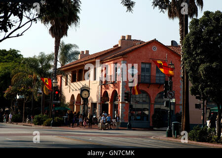 State Street durante i giorni di spagnolo, Città Vecchia, Santa Barbara, California, Stati Uniti d'America Foto Stock