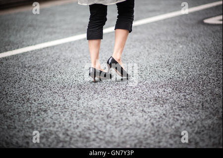 Donna Scarpe Nero Foto Stock