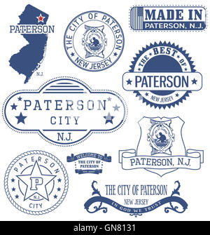 Città di Paterson, New Jersey. Serie di francobolli generico e segni. Foto Stock