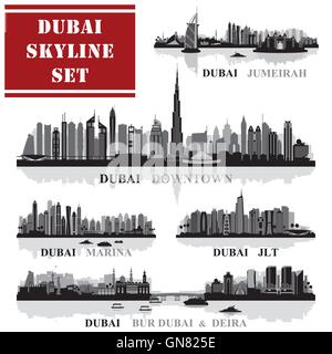 Set di distretti di Dubai Illustrazione Vettoriale