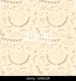 Vintage set romantico nel vettore. Eleganti elementi romantici per pattern Illustrazione Vettoriale