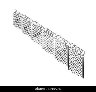 Schizzo del recinto di filo spinato Illustrazione Vettoriale