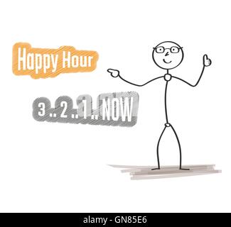 Uomo con happy hour Illustrazione Vettoriale