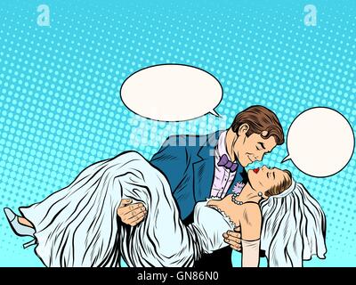 Lo sposo porta una sposa Illustrazione Vettoriale