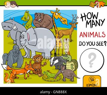 Conteggio degli animali attività educative Illustrazione Vettoriale