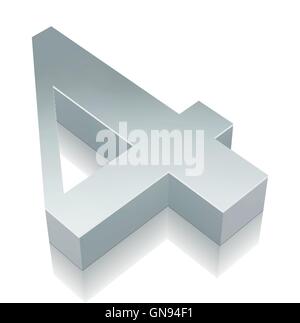 3d carattere metallico 4 con la riflessione, illustrazione vettoriale. Illustrazione Vettoriale