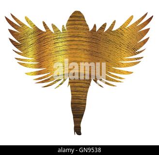 Gold Angel Silhouette Illustrazione Vettoriale