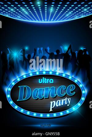 Insegna al neon Dance Party Illustrazione Vettoriale