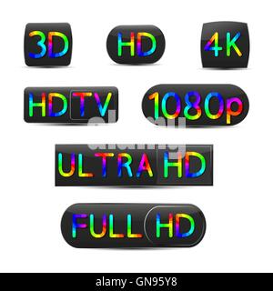 Alta definizione segni, illustrazione vettoriale Illustrazione Vettoriale