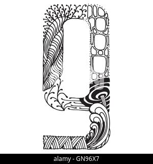 Zentangle lettere stilizzate - Lettera G Illustrazione Vettoriale