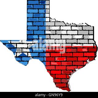 Texas mappa su un muro di mattoni Illustrazione Vettoriale