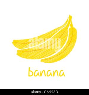 Banana frutta, sketch vettore di design Illustrazione Vettoriale