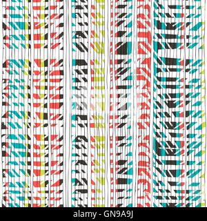 Abstract colori retrò stripes pattern. Senza cuciture a mano le linee tracciate Illustrazione Vettoriale