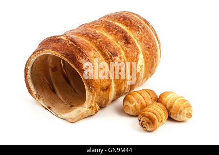 Grandi e piccoli Cannoli vuoti pasticceria Foto Stock