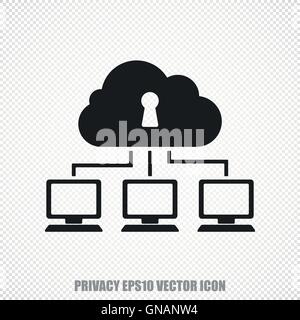 Vettore di sicurezza Network Cloud icona. Moderno design piatto. Illustrazione Vettoriale