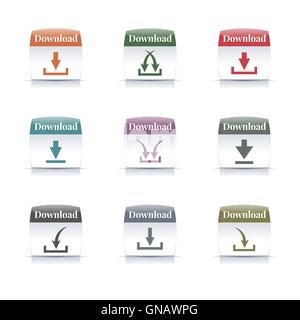 Il pulsante di download, illustrazione vettoriale. Illustrazione Vettoriale