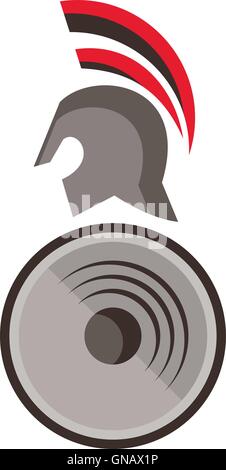 Guerriero spartano scudo casco retrò Illustrazione Vettoriale