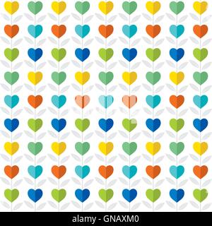 Colorato modello cuore sfondo vegetale vettore di design Illustrazione Vettoriale