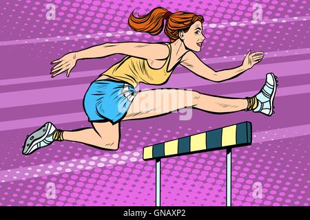 Atletica leggera siepi bella ragazza Illustrazione Vettoriale