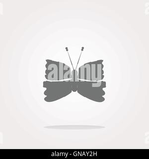 Vettore Butterfly icona sul pulsante Internet isolato su bianco. Icona Web Art. Icona grafico disegno Illustrazione Vettoriale