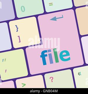 Il pulsante file su computer PC Tasto tastiera illustrazione vettoriale Illustrazione Vettoriale