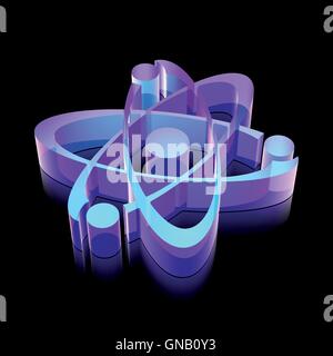 3d il neon incandescente icona della molecola di vetro, illustrazione vettoriale. Illustrazione Vettoriale