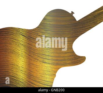 Fine filo d'oro come Silhouette di chitarra Illustrazione Vettoriale