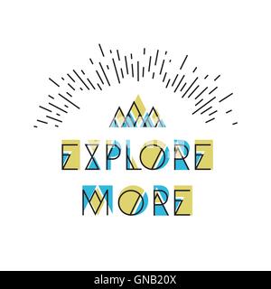 Esplorare di più! Abstract icona Vettore. Deserto tipografia con m Illustrazione Vettoriale