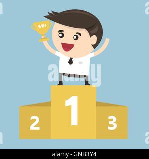 Il vincitore imprenditore, design piatto ,vettore Illustrazione Vettoriale