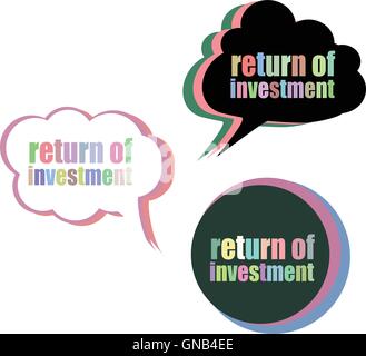Il ritorno di investimento. Set di adesivi, etichette tag. Banner Aziendale, modello per infographics. Imposta icona. Icona di piatto. Il vettore Illustrazione Vettoriale