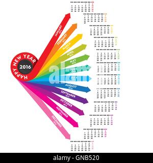 Creative nuovo anno 2016 design calendario Illustrazione Vettoriale