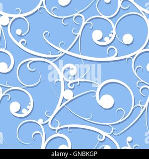 Barocco bianco seamless pattern in stile vittoriano. Illustrazione Vettoriale