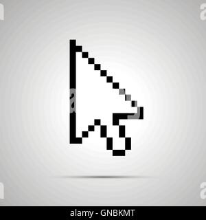 White Pixel computer freccia del cursore, icona con ombra Illustrazione Vettoriale