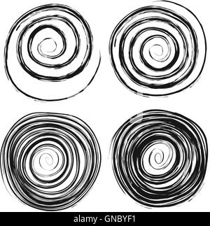 Diversi disegnati a mano volute isolato su bianco Illustrazione Vettoriale