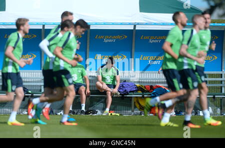 Repubblica di Irlanda di Robbie Keane durante una sessione di formazione presso il National Sports Campus, Dublino. Foto Stock