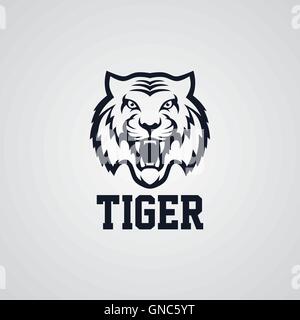 Wild tiger logotipo tema Illustrazione Vettoriale