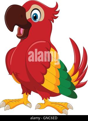 Carino parrot cartoon in posa Illustrazione Vettoriale