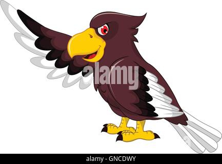 Carino Eagle cartoon in posa Illustrazione Vettoriale